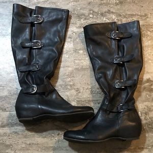 Tall black Wide calf boots
